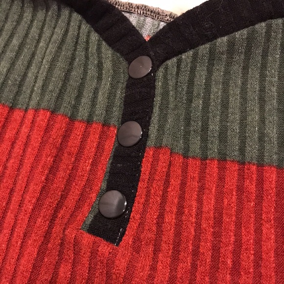 Muti color long sleeve off the shoulder mini sweater dress - Picture 2 of 6